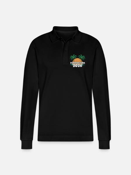 Formentera 2026 - Stanley/Stella Organic Unisex Long-Sleeved Polo Shirt Prepster - black