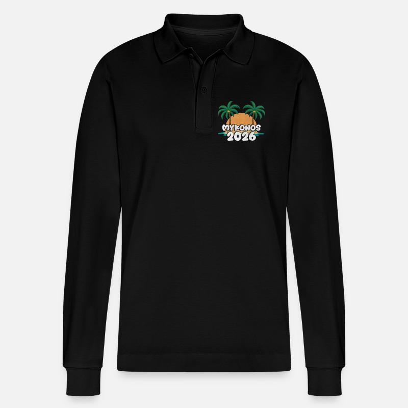 Mykonos 2026 - Stanley/Stella Unisex Bio-Langarm-Poloshirt Prepster - Schwarz