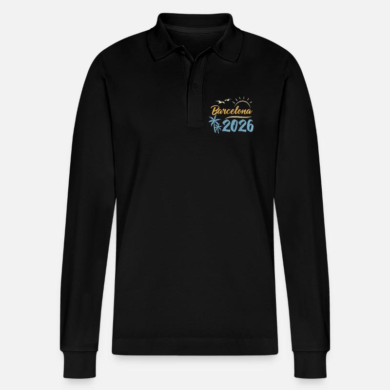 Barcelona 2026 - Stanley/Stella Unisex Bio-Langarm-Poloshirt Prepster - Schwarz