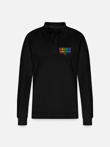 Buntes Diversity & Pride Design - Stanley/Stella Unisex Bio-Langarm-Poloshirt Prepster - Schwarz