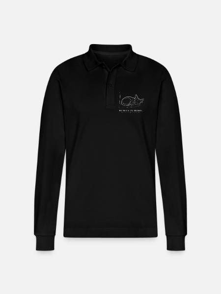Sphynx Katze – Human Is Home - Stanley/Stella Unisex Bio-Langarm-Poloshirt Prepster - Schwarz