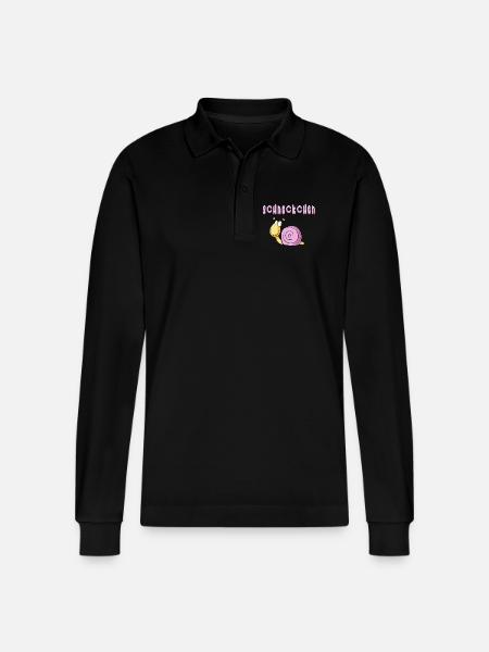 Funny piebald snail I cartoon - Stanley/Stella Organic Unisex Long-Sleeved Polo Shirt Prepster - black
