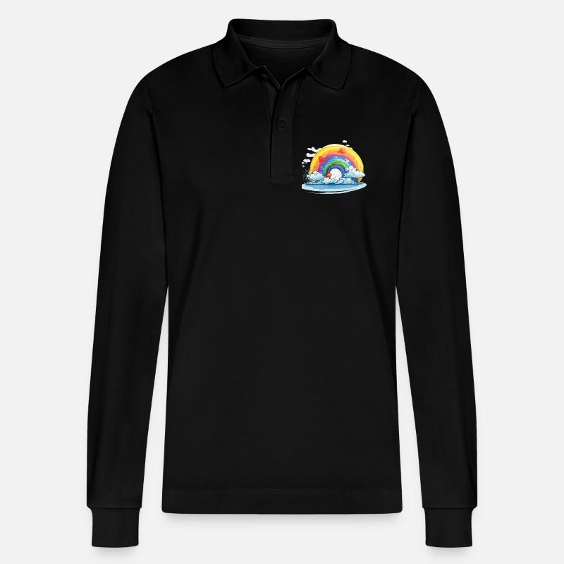 Regenbogen Pride - Stanley/Stella Unisex Bio-Langarm-Poloshirt Prepster - Schwarz