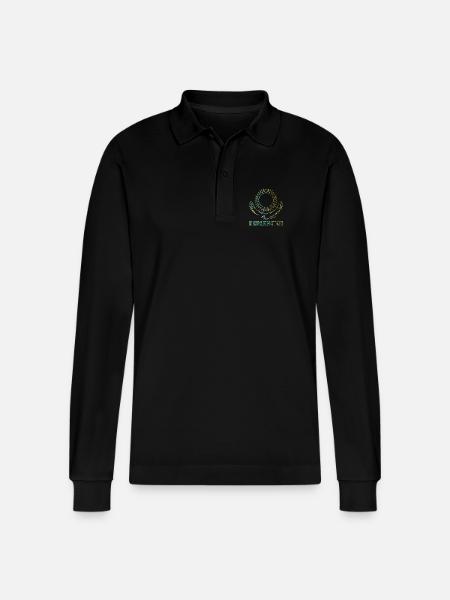Kazakhstan steppe eagle gift - Stanley/Stella Organic Unisex Long-Sleeved Polo Shirt Prepster - black