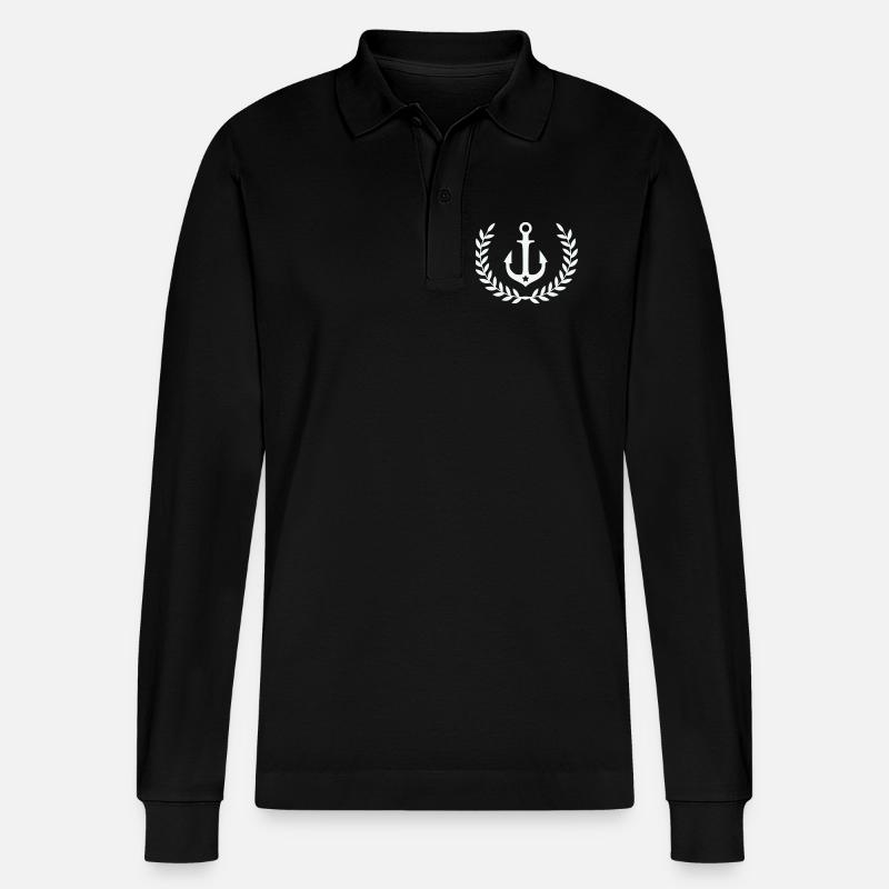 Anker im Lorbeerkranz - Stanley/Stella Unisex Bio-Langarm-Poloshirt Prepster - Schwarz