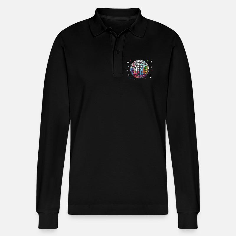Discokugel Disco Discothek - Stanley/Stella Unisex Bio-Langarm-Poloshirt Prepster - Schwarz