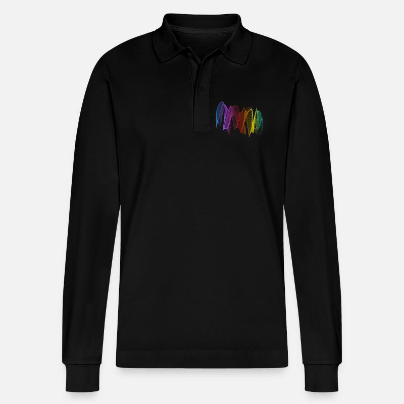 Abstrakte Linien Design 07 - Stanley/Stella Unisex Bio-Langarm-Poloshirt Prepster - Schwarz