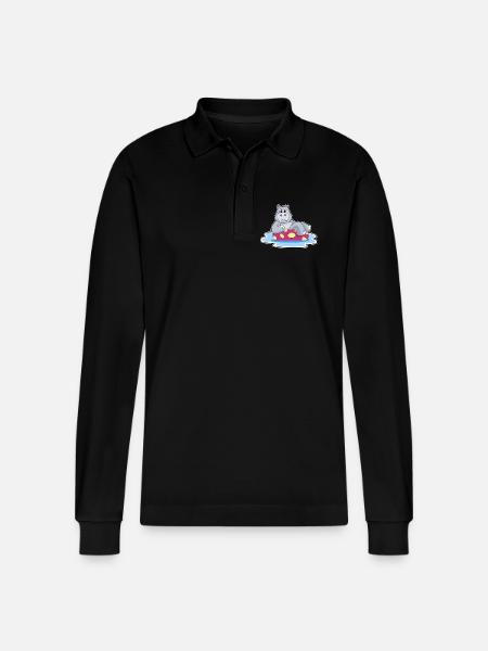 Nilpferd kleines Boot - Stanley/Stella Unisex Bio-Langarm-Poloshirt Prepster - Schwarz
