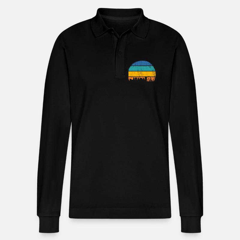 Urbane Sonnenuntergangs-Skyline - Stanley/Stella Unisex Bio-Langarm-Poloshirt Prepster - Schwarz