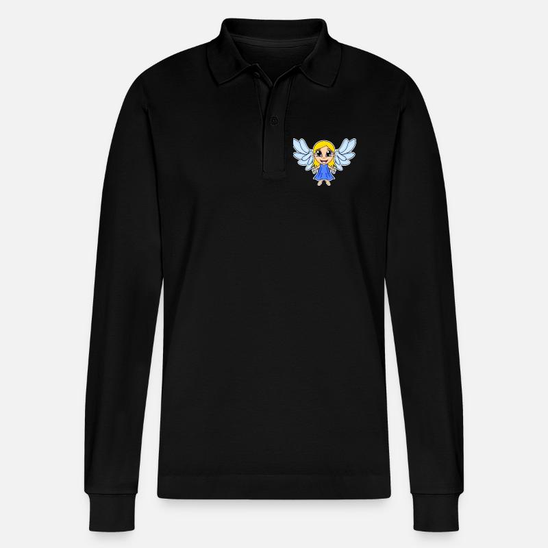 Engel Mädchen Flügel - Stanley/Stella Unisex Bio-Langarm-Poloshirt Prepster - Schwarz