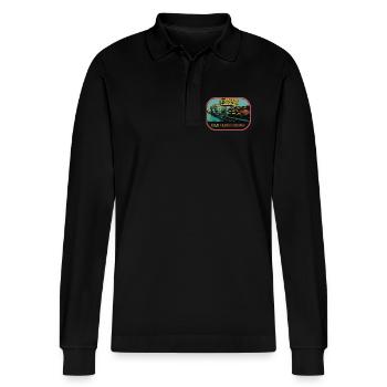 Köln, Die Kranhäuser im Rheinauer Hafen - Stanley/Stella Unisex Bio-Langarm-Poloshirt Prepster - Schwarz - Vorne - Anna (173cm) & Nico (186cm)