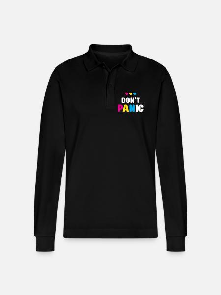 LGBT Pride Month - Don't Panic - Stanley/Stella Organic Unisex Long-Sleeved Polo Shirt Prepster - black
