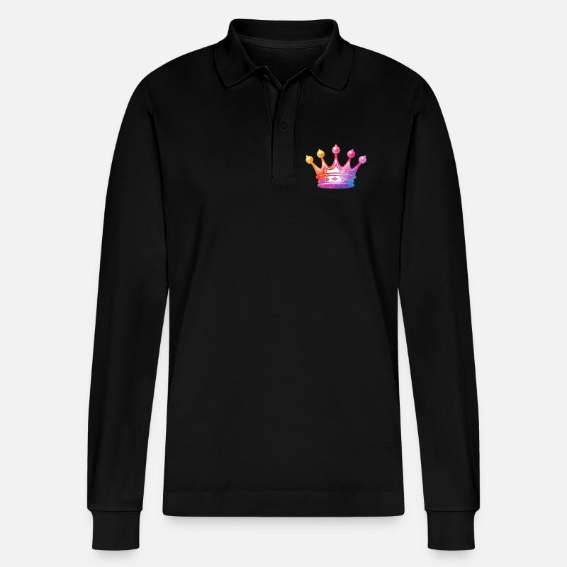 Wasserfarbene Kronenkunst - Stanley/Stella Unisex Bio-Langarm-Poloshirt Prepster - Schwarz