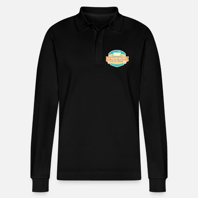 Ich mache nichts. Mit Leidenschaft. - Stanley/Stella Unisex Bio-Langarm-Poloshirt Prepster - Schwarz