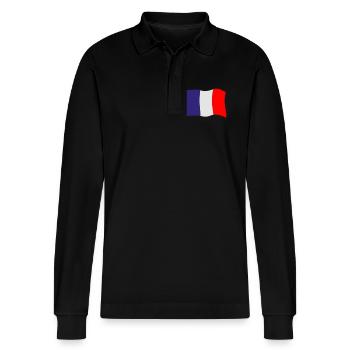 Drapeau de la France - Polo à manches longues bio PREPSTER Stanley/Stella Unisexe - noir - Devant - Anna (173cm) & Nico (186cm)
