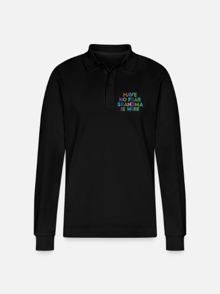 Großmama Cool Statement Oma Großmutter Enkelkind - Stanley/Stella Unisex Bio-Langarm-Poloshirt Prepster - Schwarz