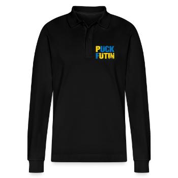 puck futin - Stanley/Stella Unisex Bio-Langarm-Poloshirt Prepster - Schwarz - Vorne - Anna (173cm) & Nico (186cm)