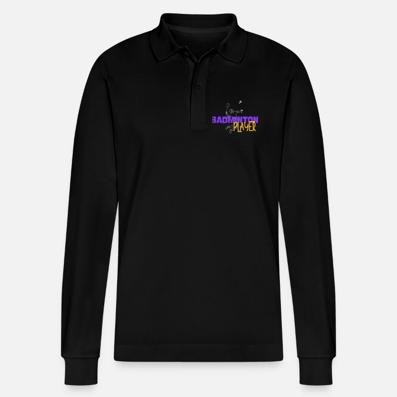 Badmintonspieler - Stanley/Stella Unisex Bio-Langarm-Poloshirt Prepster - Schwarz