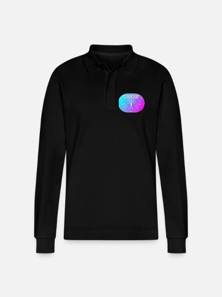 Line Art Drawing - Choose - Stanley/Stella Organic Unisex Long-Sleeved Polo Shirt Prepster - black