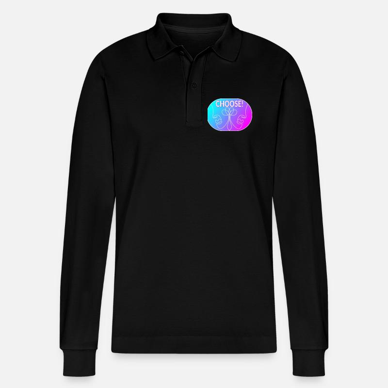 Strichzeichnung - Wählen Sie - Stanley/Stella Unisex Bio-Langarm-Poloshirt Prepster - Schwarz