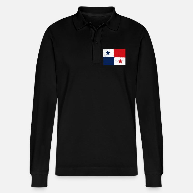 Drapeau du Panama - Polo à manches longues bio PREPSTER Stanley/Stella Unisexe - noir