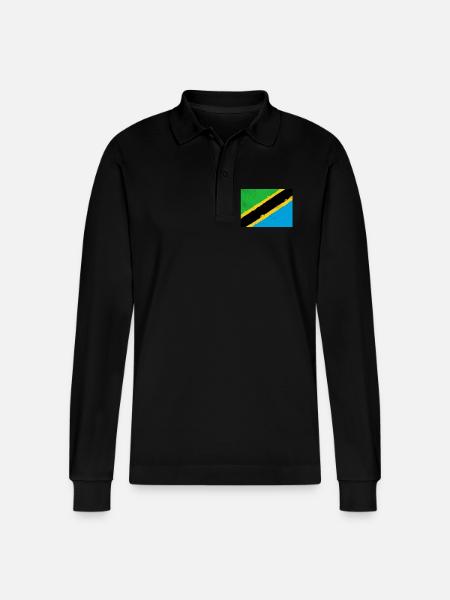 Flag of Tanzania - Stanley/Stella Organic Unisex Long-Sleeved Polo Shirt Prepster - black
