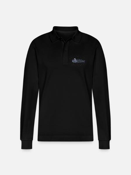 Roboter auf Meteoroid - Stanley/Stella Unisex Bio-Langarm-Poloshirt Prepster - Schwarz
