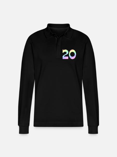 Jubiläum, 20 pastell Verlauf - Stanley/Stella Unisex Bio-Langarm-Poloshirt Prepster - Schwarz