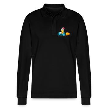 Bleistift Auto - Stanley/Stella Unisex Bio-Langarm-Poloshirt Prepster - Schwarz - Vorne - Anna (173cm) & Nico (186cm)