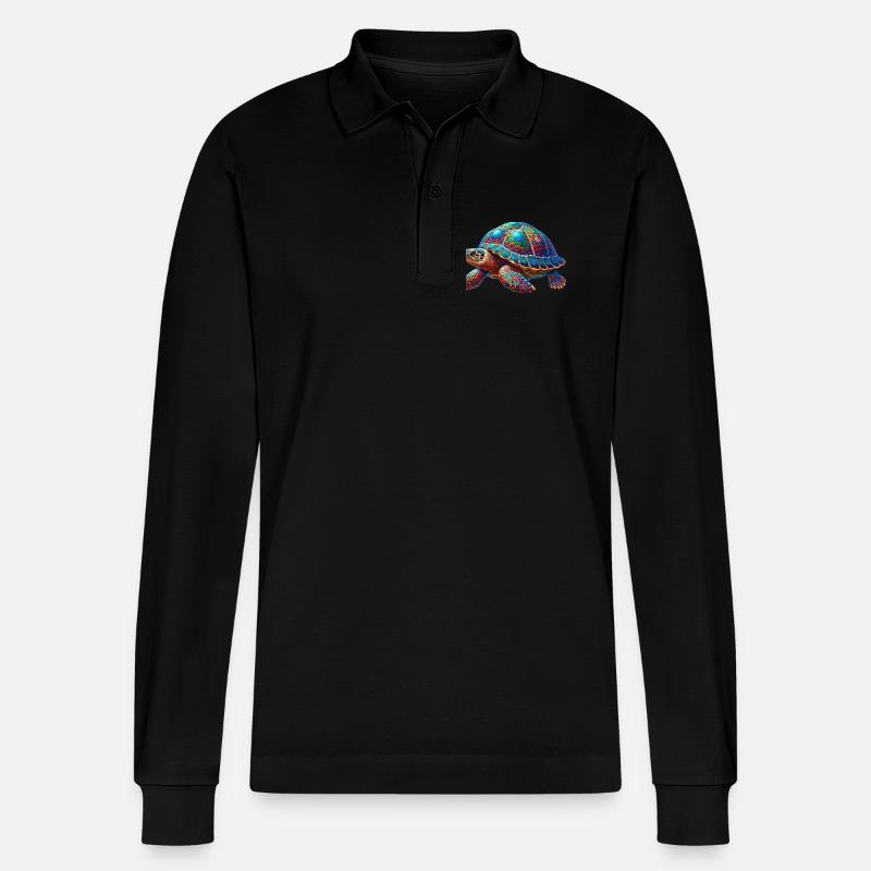 Schildkröte - Stanley/Stella Unisex Bio-Langarm-Poloshirt Prepster - Schwarz