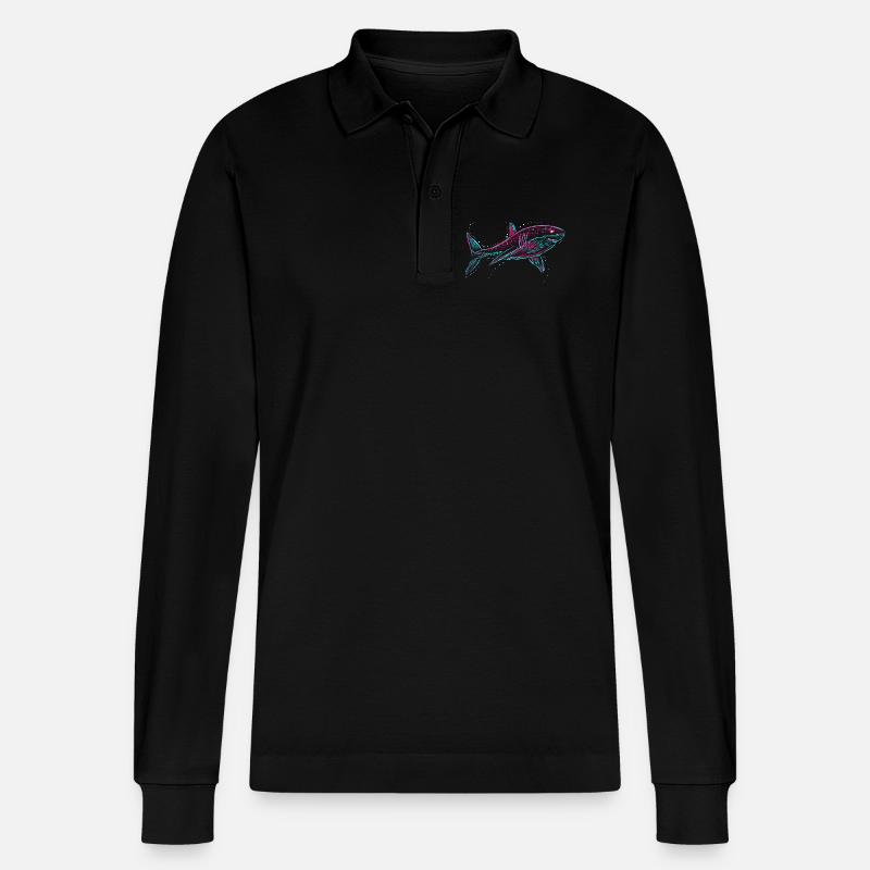 Neo Shark - Stanley/Stella Unisex Bio-Langarm-Poloshirt Prepster - Schwarz