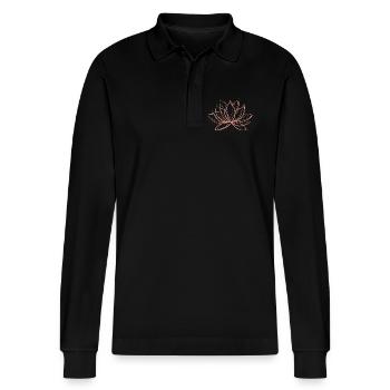 fleur de lotus  - Polo à manches longues bio PREPSTER Stanley/Stella Unisexe - noir - Devant - Anna (173cm) & Nico (186cm)