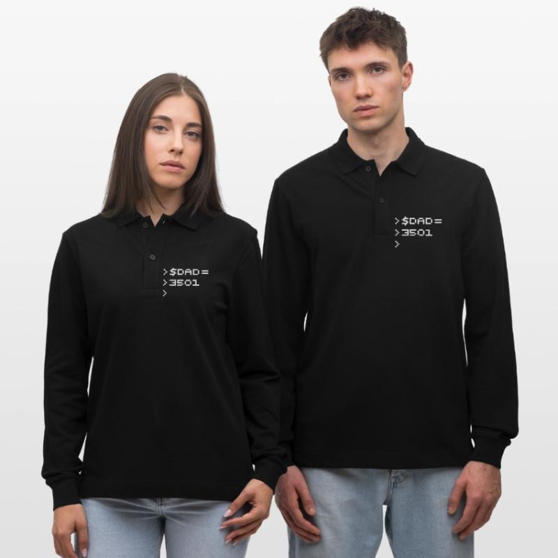 DAD Terminal de Pixels Nerd Code 8-Bits Rétro Polo à manches longues bio PREPSTER Stanley/Stella Unisexe