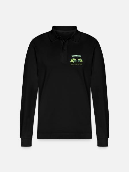 Introverts Unite Turtles - Stanley/Stella Organic Unisex Long-Sleeved Polo Shirt Prepster - black