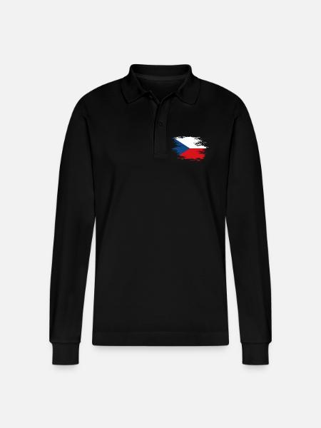 Czech Republic flag used design - Stanley/Stella Organic Unisex Long-Sleeved Polo Shirt Prepster - black