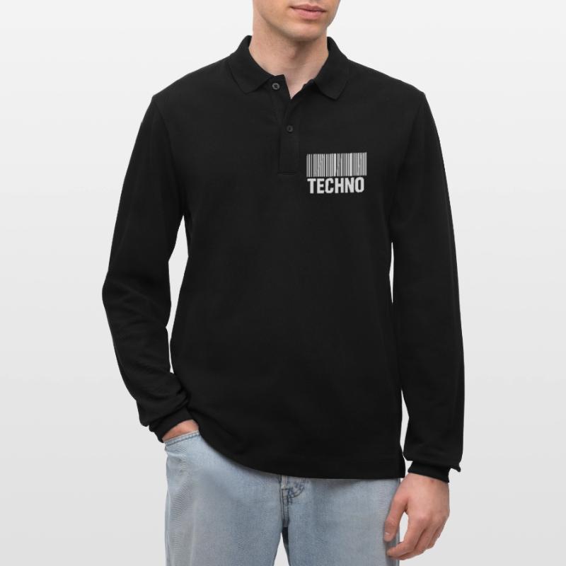Techno Barcode Muster Stanley/Stella Unisex Bio-Langarm-Poloshirt Prepster