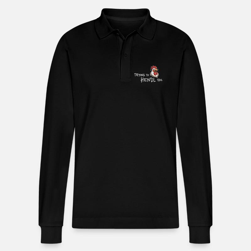 Hendl This: Hähnchen Humor - Stanley/Stella Unisex Bio-Langarm-Poloshirt Prepster - Schwarz
