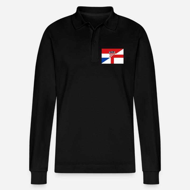 Drapeau de Croatie et Angleterre - Polo à manches longues bio PREPSTER Stanley/Stella Unisexe - noir