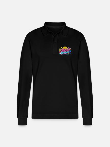 Retro Forever Neon 80s Vibe - Stanley/Stella Organic Unisex Long-Sleeved Polo Shirt Prepster - black