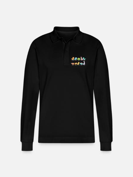 Bunte Dino-Truppe Niedliche Saurier - Stanley/Stella Unisex Bio-Langarm-Poloshirt Prepster - Schwarz