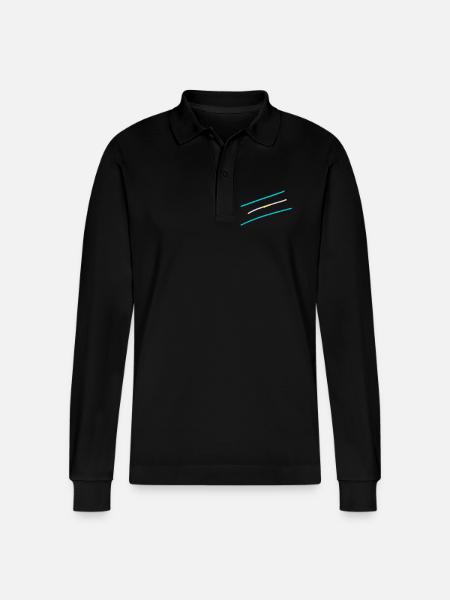 Dreifarbiger Strich-Abstract - Stanley/Stella Unisex Bio-Langarm-Poloshirt Prepster - Schwarz