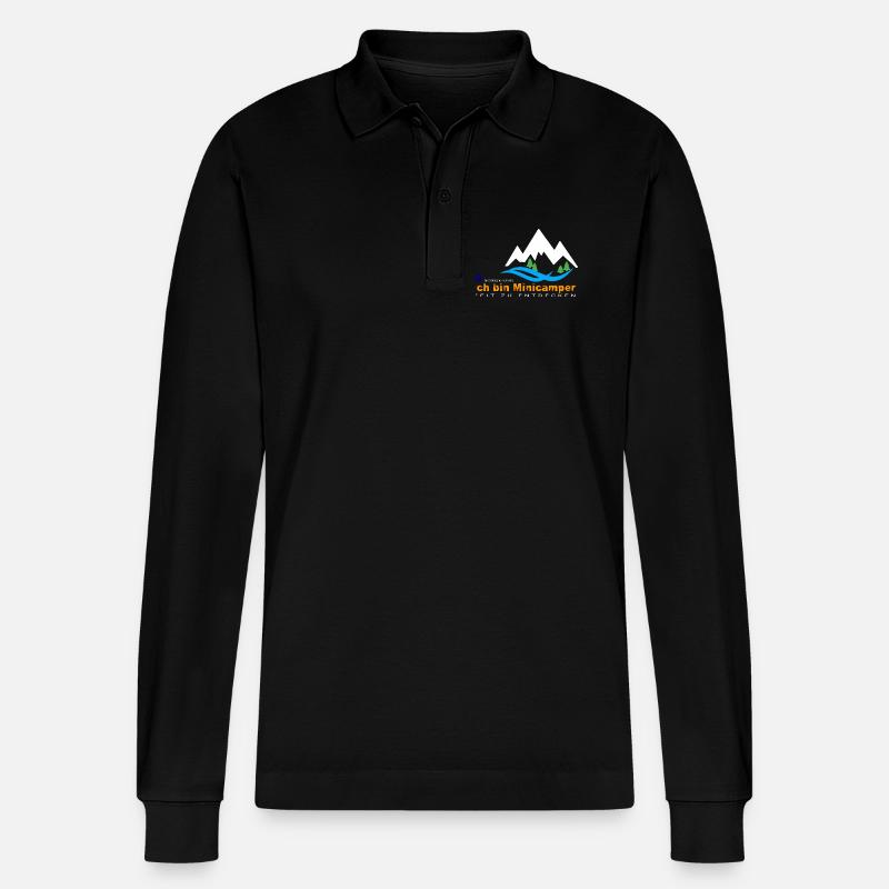 Minicamper Bergwanderer Motiv - Stanley/Stella Unisex Bio-Langarm-Poloshirt Prepster - Schwarz