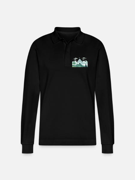 Gebirge - Stanley/Stella Unisex Bio-Langarm-Poloshirt Prepster - Schwarz