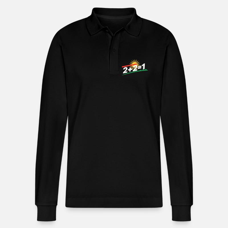 Sonnenlogo 2+2=1 Statement, kurdistan - Stanley/Stella Unisex Bio-Langarm-Poloshirt Prepster - Schwarz