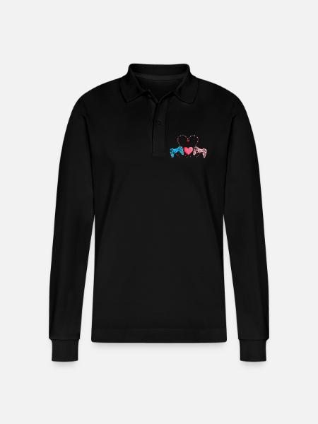 Retro Heart Valentine's Day Design Love - Stanley/Stella Organic Unisex Long-Sleeved Polo Shirt Prepster - black