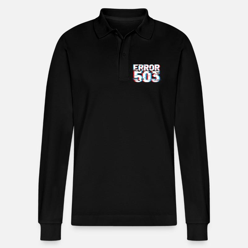 Error 503 Glitch - Stanley/Stella Organic Unisex Long-Sleeved Polo Shirt Prepster - black