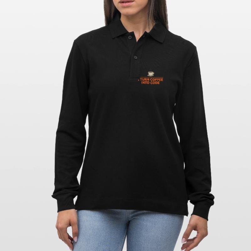 I Turn Coffee Into Code – Programmierer Retro Stanley/Stella Unisex Bio-Langarm-Poloshirt Prepster