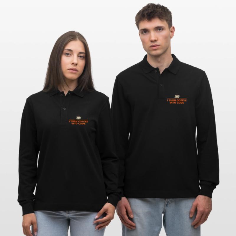 I Turn Coffee Into Code – Programmierer Retro Stanley/Stella Unisex Bio-Langarm-Poloshirt Prepster