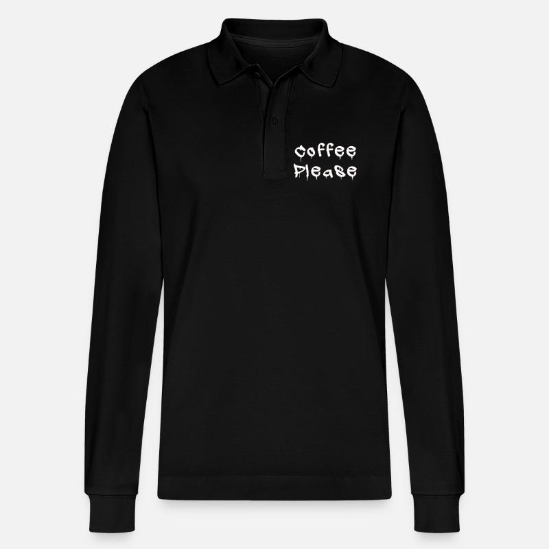 COFFEE_PLEASE - Stanley/Stella Unisex Bio-Langarm-Poloshirt Prepster - Schwarz
