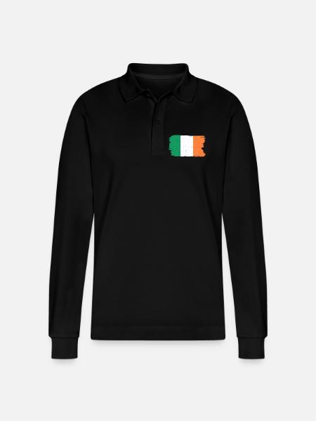 Dutch Flag Brush Strokes - Stanley/Stella Organic Unisex Long-Sleeved Polo Shirt Prepster - black